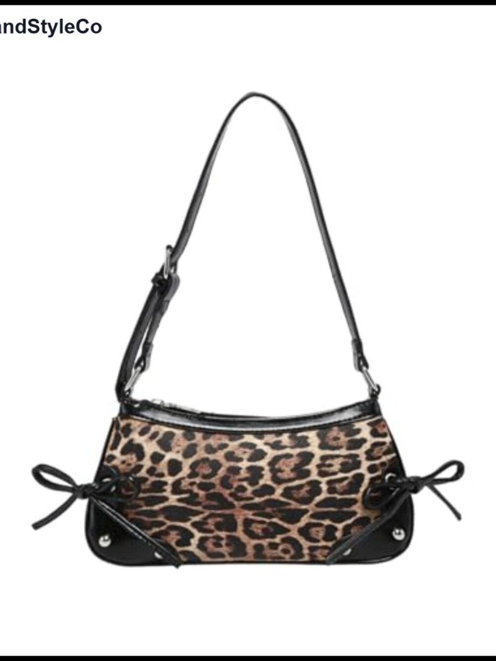 Y2K Cheetah Print PU Leather Bow Tie Adjustable Shoulder Bag